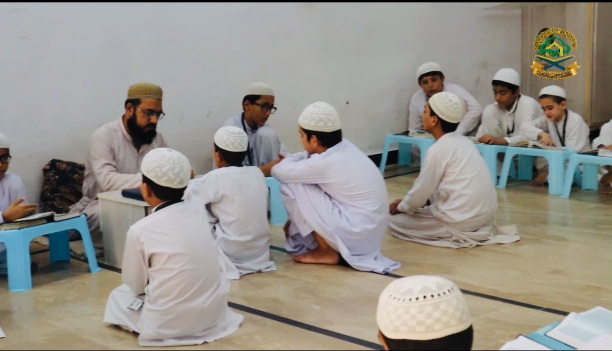 Teacher guiding students